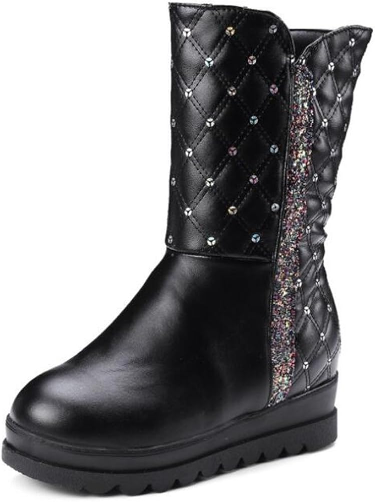 Easemax Damen Modisch Halbhohe Glitzer Pailetten Karierte Dick Sohle ...
