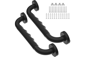 2 Pack 12 Inch Anti-Slip Shower Grab Bars w/Rubber Grip, iMomwee Stainless Steel Bathroom Wall Mount Matte Black Grab Bar Handle, Safety Balance Handrail, Handicap Elderly Senior Assist Bath Handle