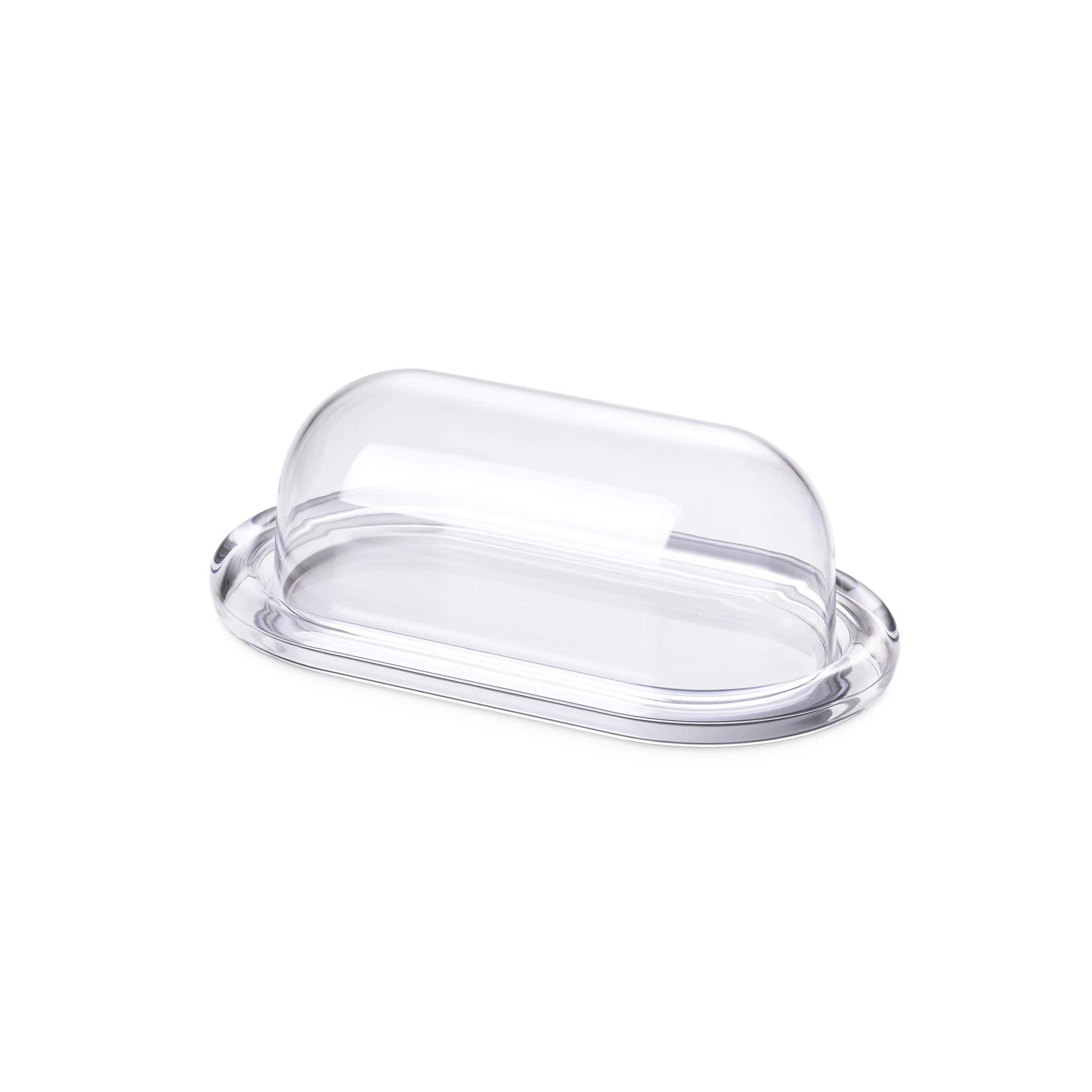 Omada Design Butter Dish 8,27 x 4,72, inch Inside Colored and Transparent Acrylic Edge with Dome, Crystal Line (White)