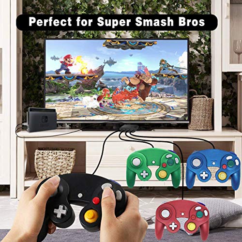 4 Controllers for Gamecube,with 4 Extension Cables and 4-Port USB Adapter for Switch PC Wii U Console (BBRG)