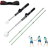 Retractable Golf Swing Trainer - Golf Swing Training Aid, Non-Slip Golf Grip Trainer, Strength & Tempo Training, Golf Alignme
