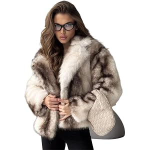 Yomcud Autumn and winter mixed color faux fur coat jacket women