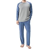 DAVID ARCHY Mens Pajamas Set - Soft Pj Sets for Men Long Sleeve Pajamas Men Cotton Mens Pjs Sets Loungewear with Pockets