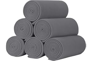 SeaBeauty Fleece Throw Blankets Lightweight Warm Soft Cozy Pet-Friendly Bulk Fleece Throw Blanket Kids Solid for Home Bed, Sofa,Office, Gifts (Pack of 6-50 x 60 inch,Grey)