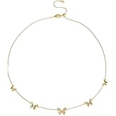 Sonateomber Gold Beaded Charm Choker Necklaces for Women, Dainty Cute Rainbow Crystal Rhinestone Dangle Pendant Necklace Prom Fashion Jewelry Gift