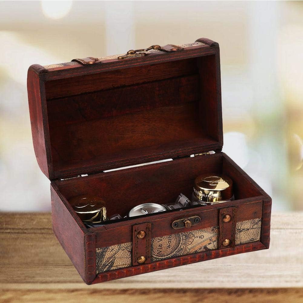 HEEPDD Vintage Wooden Treasure Chest Storage Box for Jewelry Organization Retro Trinket Box for Bracelets Earrings Necklaces 18x10x10.5cm - Image 4