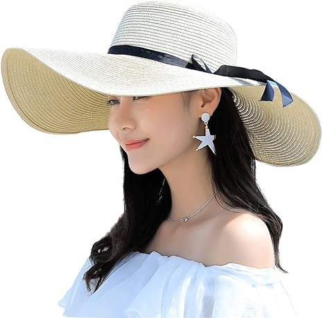 Amazon Co Jp Baseball Caps 帽子女性夏ビーチ浜辺屋外レジャー太陽帽子ファッション麦わら帽子 A 色 ベージュ ホーム キッチン