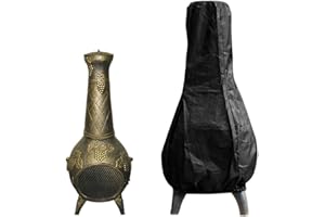 HSHGZSR Large Chiminea Cover Heavy Duty Waterproof Garden Patio Heater Rain Protector 122cm High, Black