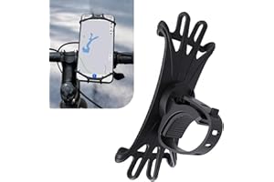 Jewkot Bike Motorcycle Phone Mount, Universal Bicycle Motorcycle Cell Phone Mount, 180 Degree Rotation Silicone Handlebar Cycling Navigation Phone Holder, Suitable for Most Bikes Motorcycles (Black)