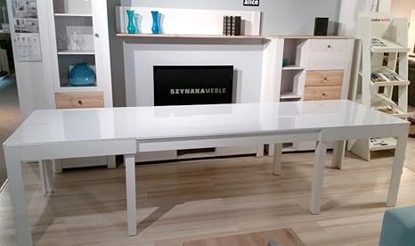 Tisch Küchentisch Esszimmertisch Esstisch WENUS ausziehbar 300 cm !!! (Weiss Hochglanz)