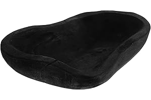 VINTORKY Handmade Black Wooden Root Bowl, Rustic Carved Fruit Serving Tray, Natural Wood Snack Plate for Home