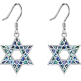 YFN Star of David Earrings Sterling Silver Star Dangle Earrings for Women