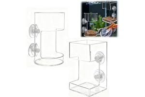 Shoyisenka 2 Pcs Fish Tank Feeding Tray with Suction Cups, Round & Square Clear Aquarium Feeder for Betta Fish, Shrimp, Essen