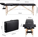 Yaheetech Portable Folding Massage Table 60cm Black Adjustable Height view 5