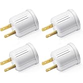 DiCUNO Outlet to E26 Light Socket Adapter, Bulb Socket with Polarized Plug, UL/CSA Listed, 660W 125V, White, 4-Pack