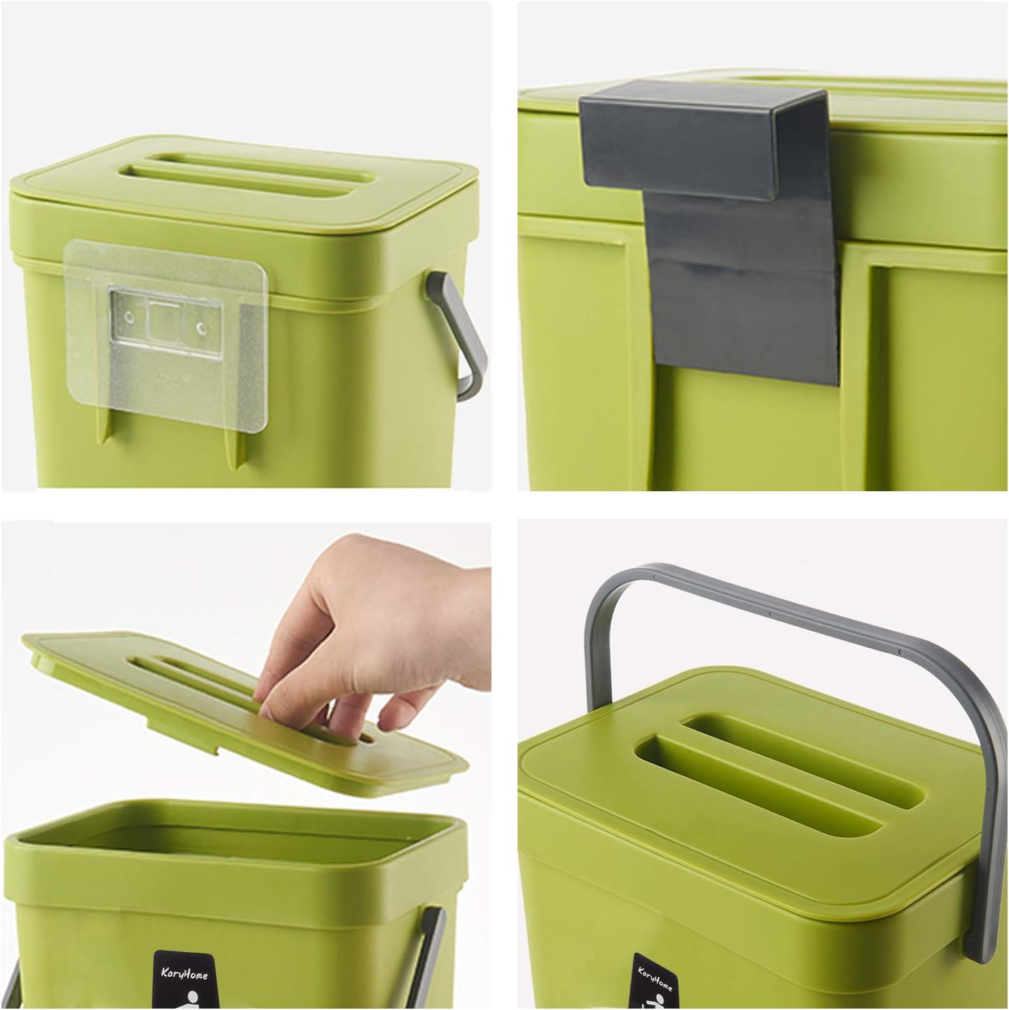 KaryHome Compost Bin for Kitchen Counter, Hanging Small Trash Can with Lid Under Sink，1.3 Gallon Mountable Compost Bucket (Green): Kitchen & Dining