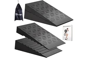 Squat Wedge 5 Heights Adjustable Metal Slant Board for Heel Elevated Squats 2PCS Calf Stretcher Block Enhance Mobility and St
