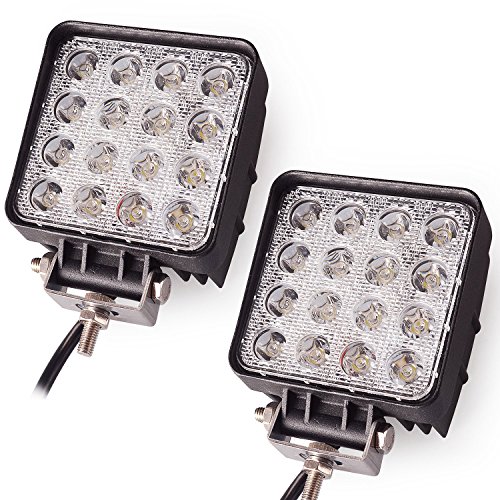 STANSEN 2pcs 48W Waterproof Square LED Work Light 6000k Spot Beam 4200Lumens for ATV Jeep Wrangler 4×4 Rv Trailer Fishing Boat Tractor Truck