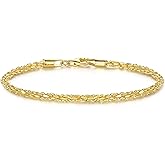 CANNCI 14K Gold Rope Chain Bracelet for Women and Men Dense Design Gifts Available in Sizes 6.5-9 Inches