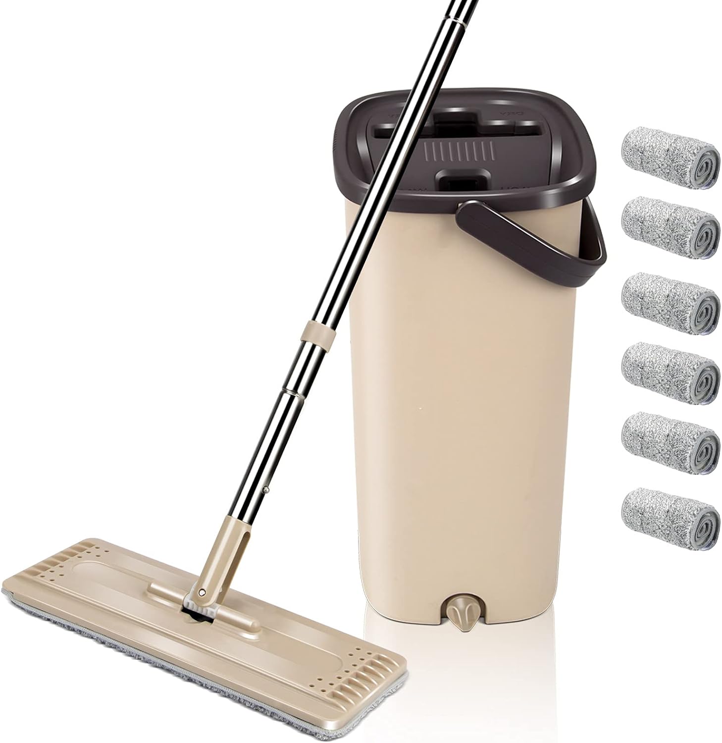 Masthome Flach Mopp Wischmopp Set Mit Eimer 2 In 1 Magic Mop Mit Edelstahlgriff Putzeimer Mit Wischmop Und 6 Wiederverwendbares Wischpads Fur Die Bodenreinigung Amazon De Kuche Haushalt