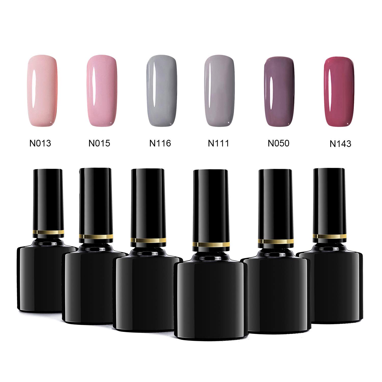 Gel Nail Polish Set, Beautlinks Nude Gray Series 6 Colors Nail Art Gift Box Soak Off UV LED Gel Polish Kit 8.3ml (Set 1)