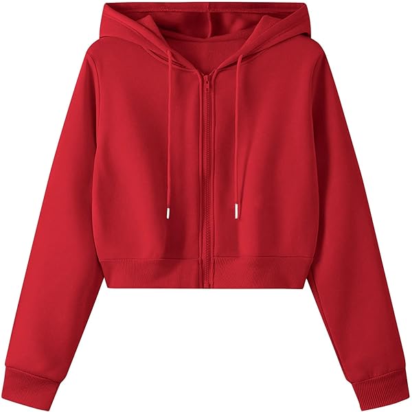 Amazon.com: Amazhiyu Women's Cropped Zip up Hoodie Long Sleeves