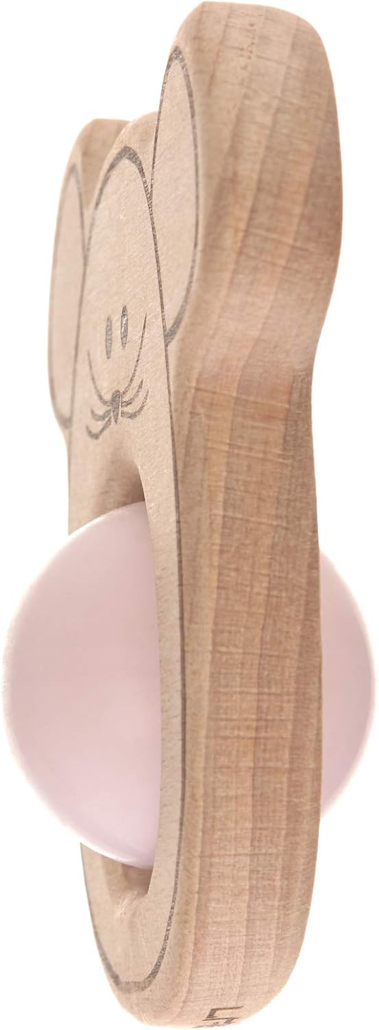 Lassig Hochet De Dentition Bois Silicone Chat Attaches Sucettes Bebe Puericulture