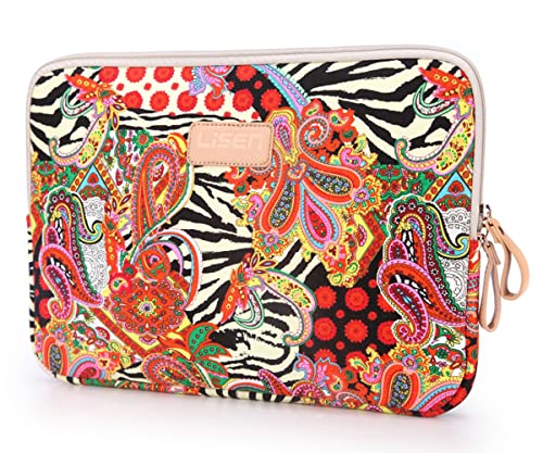 fdsmall Laptop Sleeve, 13-13.3 Inch, Waterproof, Shock Resistant Bag Case with Big Red Flower Pattern