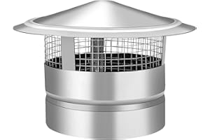 Ebusin 8 Inch Round Chimney Cap, 8 Inch Chimney Cap with Screen, Stove Pipe Topper, Galvanized Steel Quality, Silver