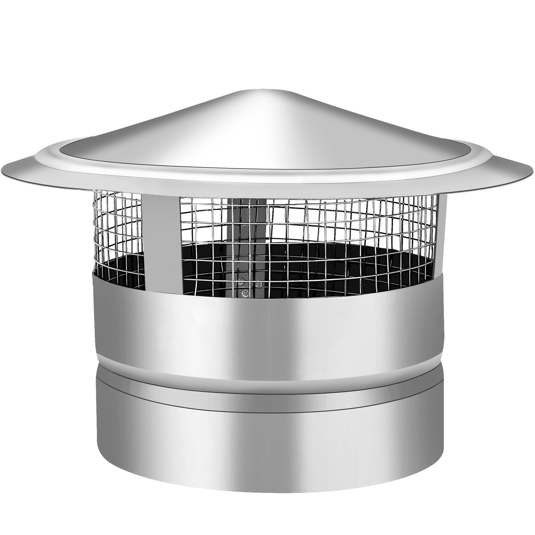 Photo 1 of Ebusin 8 Inch Round Chimney Cap, 8 Inch Chimney Cap with Screen, Stove Pipe Topper, Galvanized Steel Quality, Silver