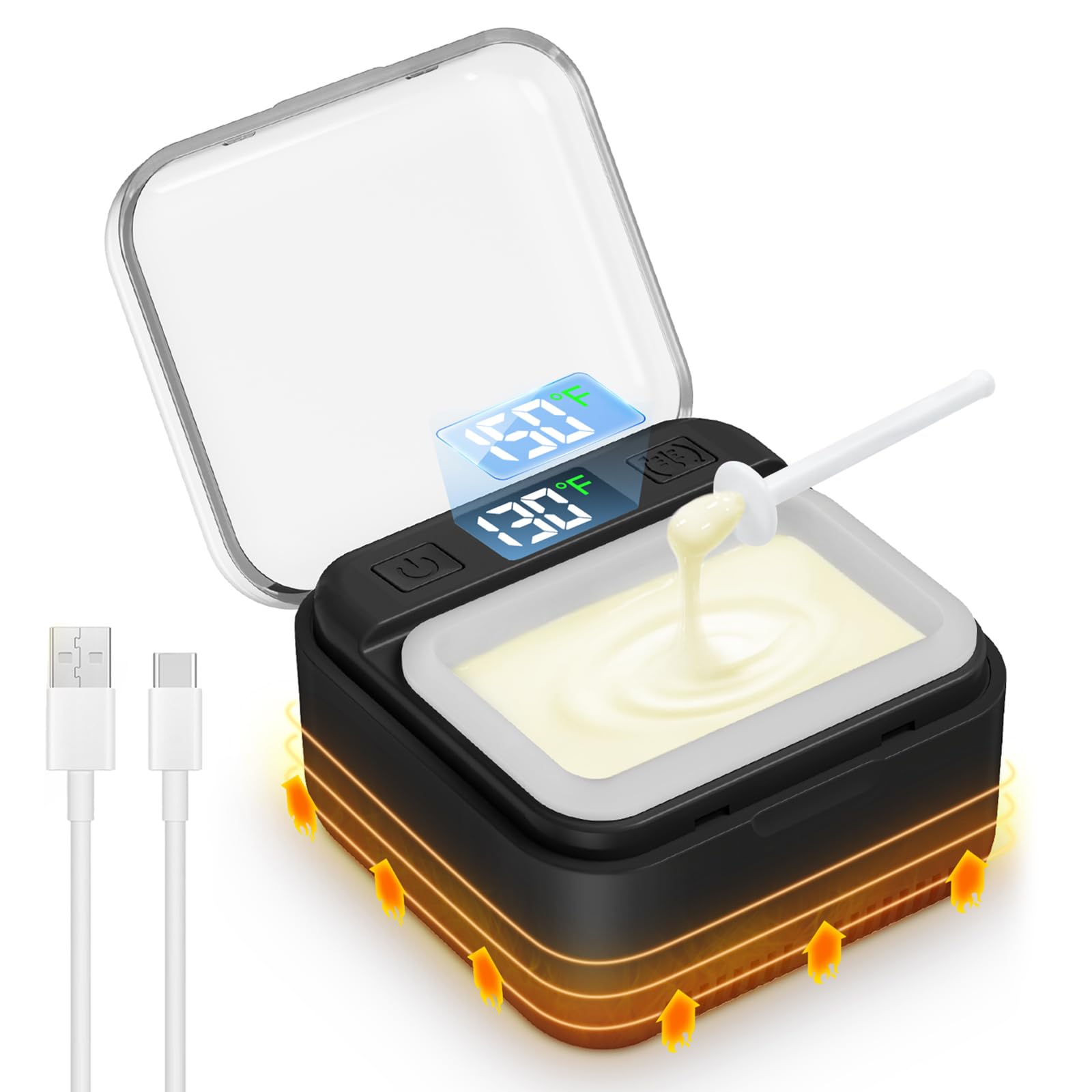 Photo 1 of FullWoyi Nose Wax Kit Men,Nose Ear Hair Removal with Adjustable LED Display for Men Women,Single Mini Wax Warmer for Travel or Home Use,Constant Temp,USB Heated,Portable,Black