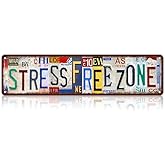 Vintage Stress Free Zone Wall Decor Street Signs Metal Tin Signs 16 x 4 Inches