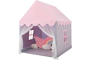 Wilwolfer Kids Tent - Kids Playhouse Play Tents for Toddlers - Kids Play Tent Indoor Toy House Gifts for Girls Boys (Pink & Grey, Mesh Door-Only A Tent)
