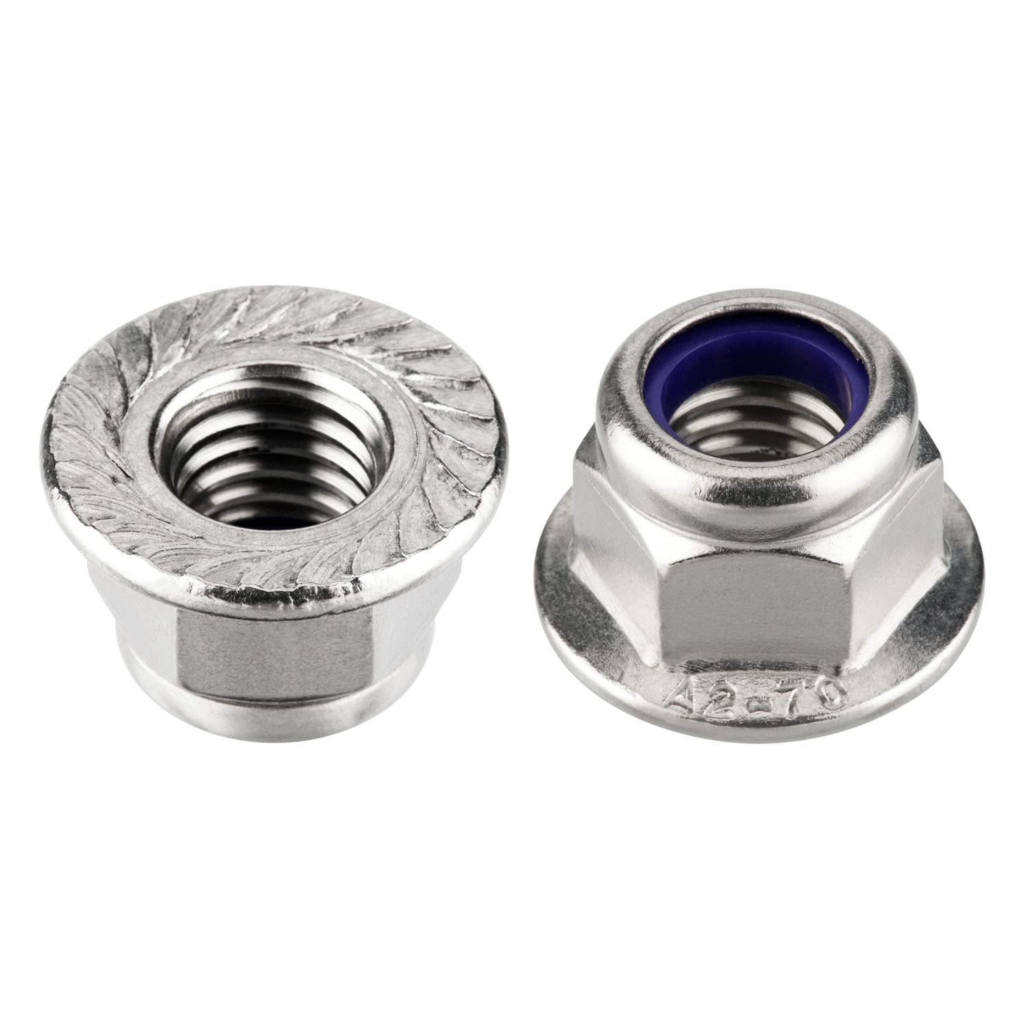 meinschraubenversand.de - Flange nuts (self-locking with locking toothing) according to DIN 6926 - locking nuts A2 V2A stainless steel with polyamide clamping part - UKV M10 25