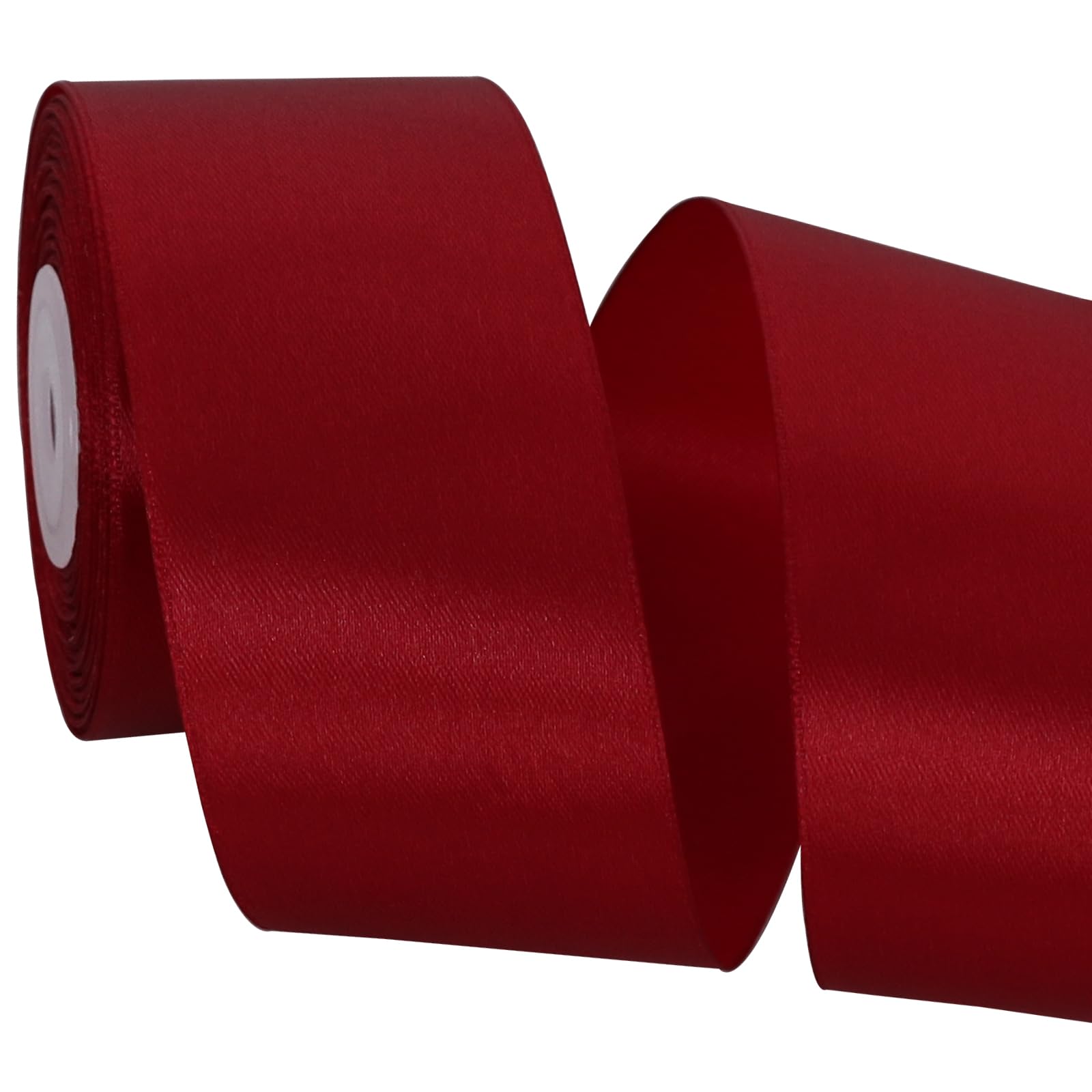 TONIFUL 2 Inch x 25 Yards Wide Claret Satin Ribbon Solid Fabric Ribbon for Gift Wrapping Crafts Chair Sash Eternal Flower Invitation Cards Hair Bows Sewing Party Wedding Decoration — image 1