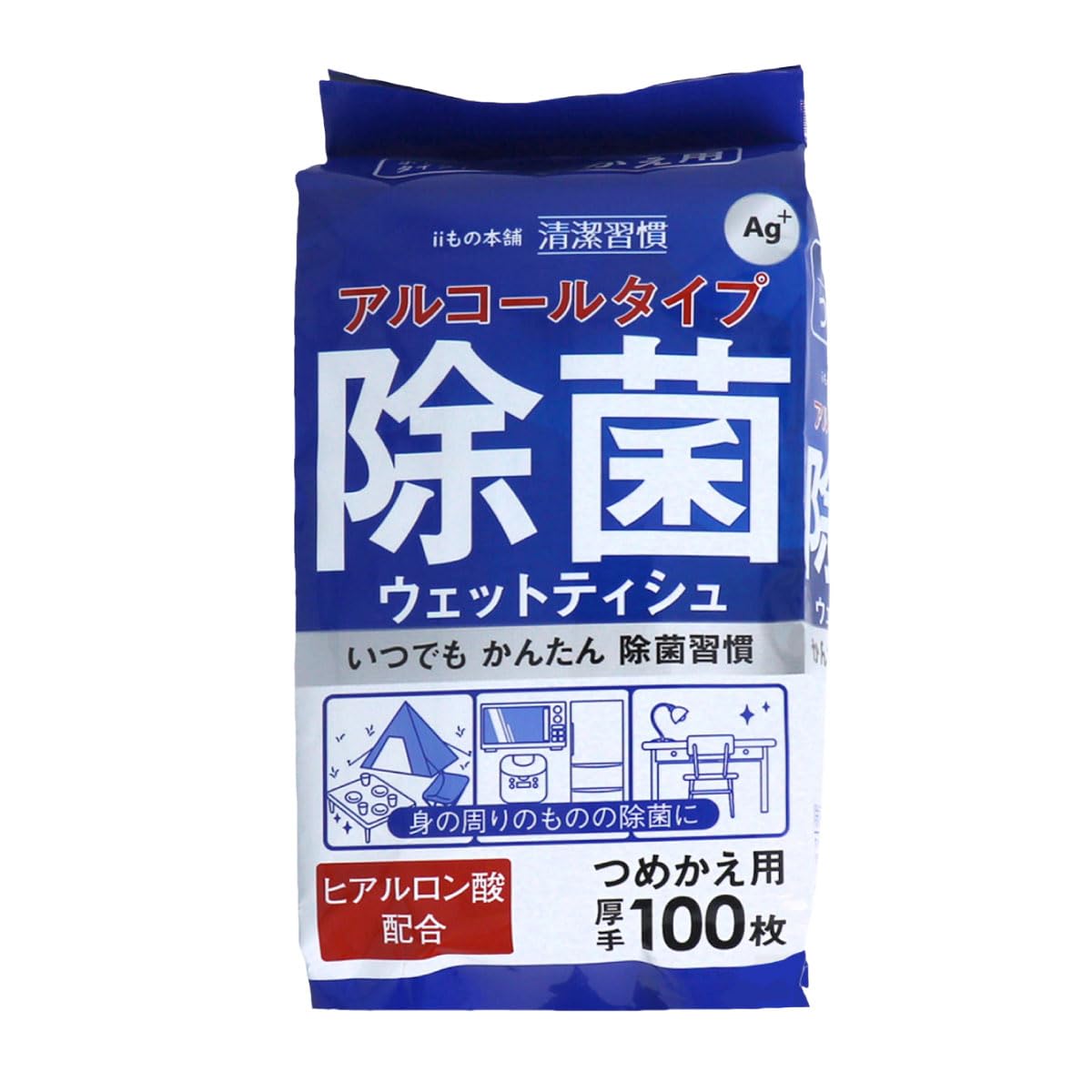 【まとめ買い】清潔習慣 アルコールタイプ 除菌ウェットティッシュ 詰替用 100枚入 × 4個商品画像