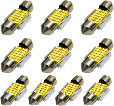 Amazon Kiyoyo T10 Led 31mm ルームライト ホワイト 白 6500k 12連で明るい 最新4014smd 無極性 キャンセラー内蔵 普通車 ハイブリッド車 Hv車 Ev車 対応 Dc12v車用 10個入 車 バイク 車 バイク