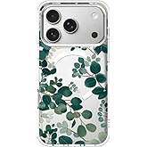 MOSNOVO for iPhone 17 Pro Case | Compatible with Magsafe | Military Grade 6.6ft Drop Tested | Camera Control | Clear with Eucalyptus Design