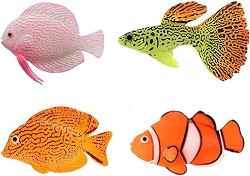 Amazon Ledmomo 人工浮遊魚 フローティングフィッシュ 熱帯魚 魚モデル シリコン 水槽装飾 水槽用オーナメント 4匹セット Ledmomo オーナメント 通販