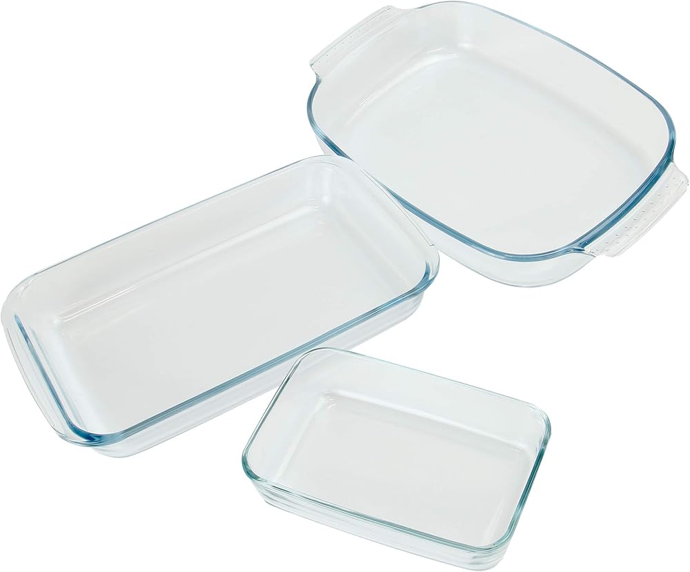 Maison & White Set of 3 Glass Oven Dishes Rectangular Borosilicate