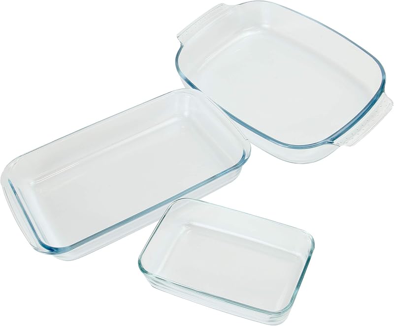 Maison & White Set of 3 Glass Oven Dishes Rectangular Borosilicate
