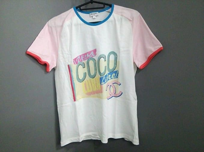 Amazon シャネル Chanel Tシャツ 半袖tシャツ レディース 白 ピンク マルチ 中古 Tシャツ カットソー 通販