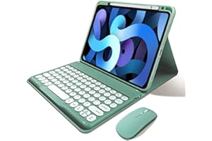 kaitesi Keyboard Case Mouse for iPad 11th Gen (A16, 2025) 11"/ iPad 10th Generation 2022 10.9" Case with Cute Round Keys Deta