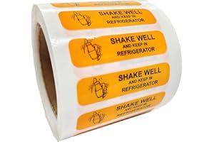 SMARSTICKER 1.5X0.375 inch Shake Well Before Using and Keep in Refrigerator Stickers Drink Instructions Seal Labels for Drug,Water Bottles,Beverage Shop,Cafe,Skin Care Products,Beauty Shop 500 pcs