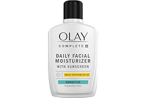 Olay Complete+ Face Moisturizer with Sunscreen SPF 40, For Sensitive Skin, Broad Spectrum Sun Protection, Fragrence-Free - No White Cast on All Tones, Nourishes Moisture Barrier - Ceramides, 6 Oz