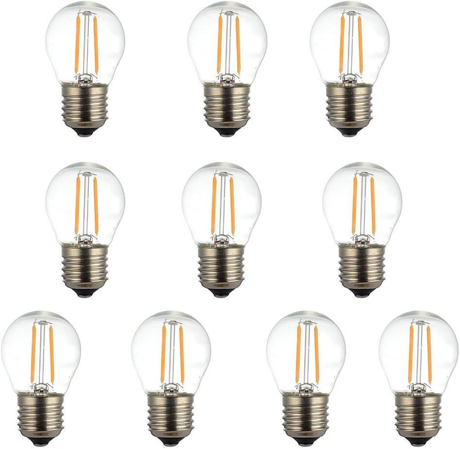 KUOZEN Light Bulb Vintage Bulb Edison Retro Light 2W G45 E27 LED Filament Bulb Edison Screw Antique Clear Golf Ball 20W Incandescent Equivalent Non-dimmable 10pcs