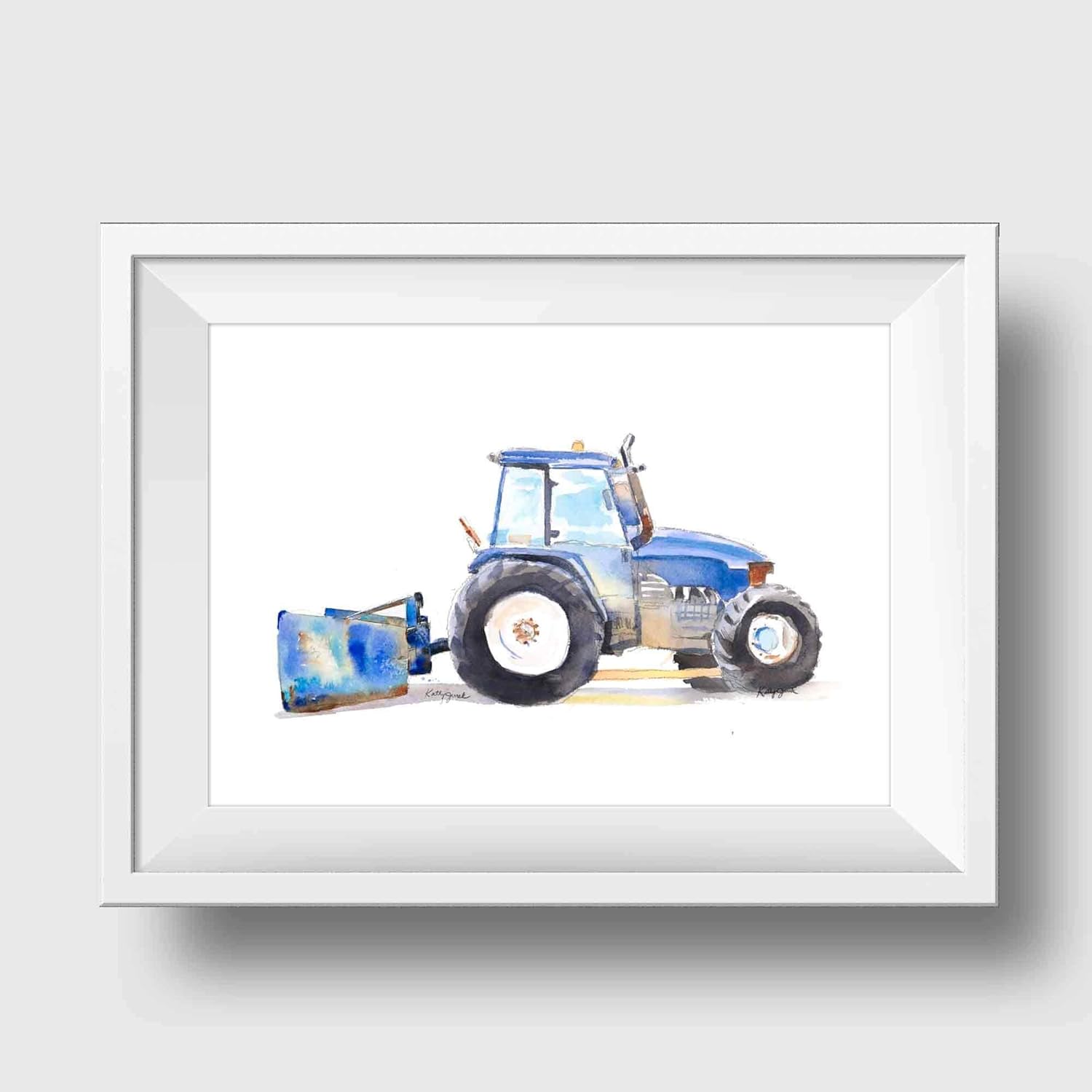 Amazon Com Nursery Wall Decor Blue Farm Tractor Wall Art Print
