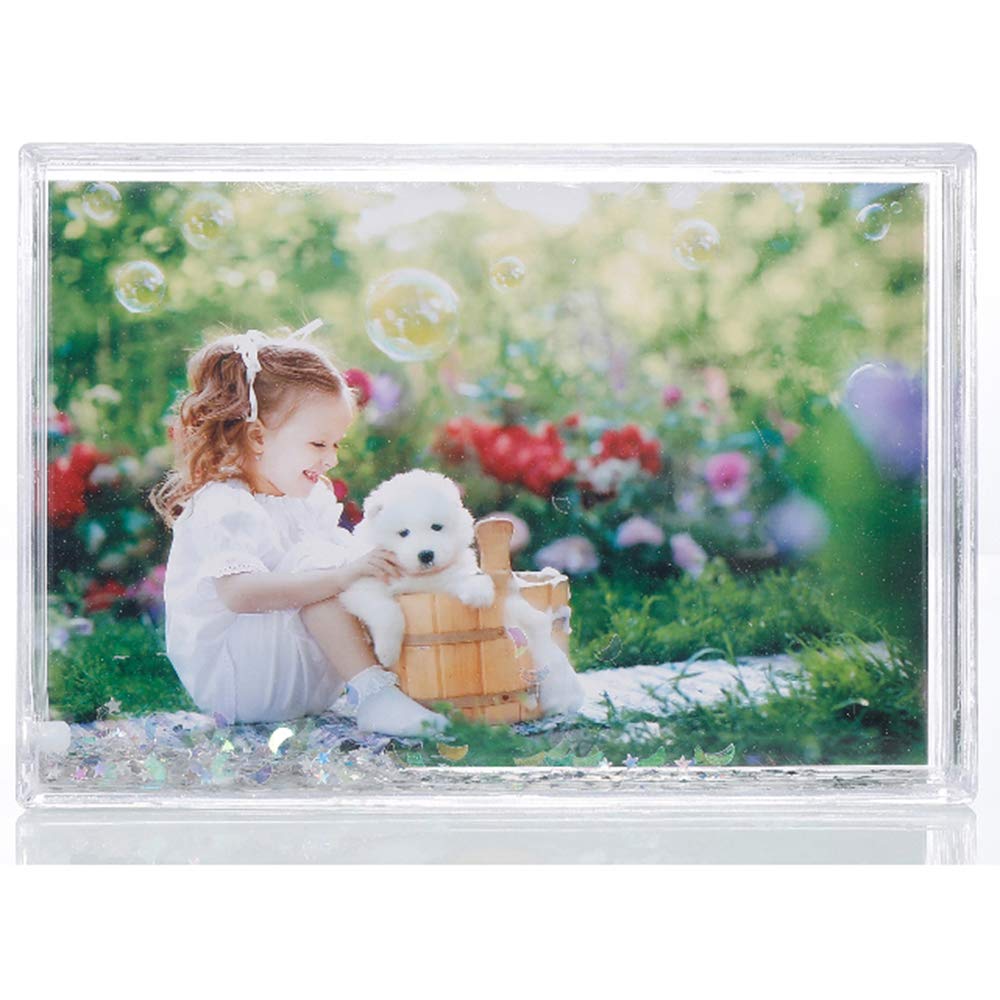 Photo 1 of RDH Glitter Picture Frames Acrylic Friends Family Snow Globe Photo Frame Gifts (4x6 Silver)