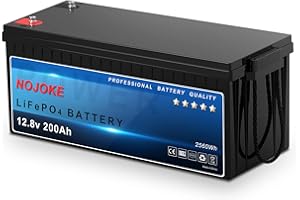 Nojoke 12V 200Ah LiFePO4 Lithium Battery 200A BMS,5000+ Deep Cycle Lithium Iron Phosphate Battery for RV/Camper, Marine, Van, and Off Grid Applications…