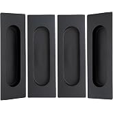 Malimali 4.72 Inch Recessed Finger Flush Pulls for Cabinet, Drawer Handle | Stainless Steel Rectangular Small, Pocket Door Hardware, For Sliding Closet Door/Cupboard/Kitchen Cabinet, Matte Black 4 Pack